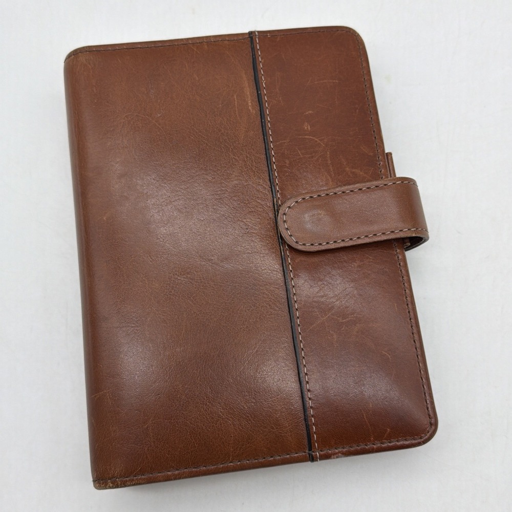 Vintage Rolodex RO450 Personal Organizer Italian Cowhide Planner USA 6 Ring